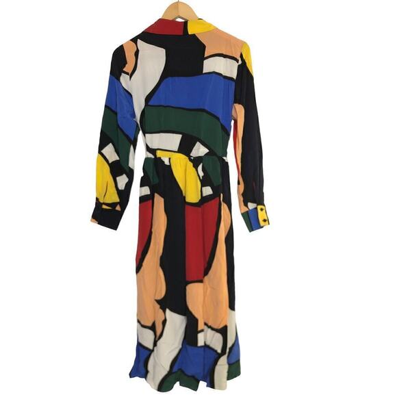 Chinti & Parker Circus Dress Silk Long Sleeve Midi Abstract Print Multicolor 4 - Picture 6 of 12